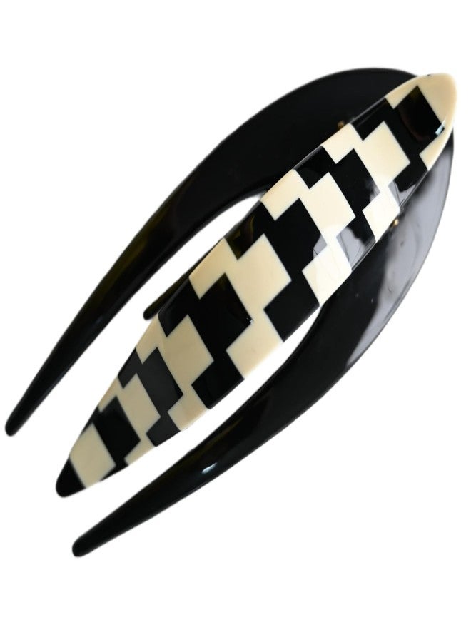 Prettyou Handmade Celluloid French Design Tortoise Shell Barrettes Side-slide Opening Duck Luxury Fashion Accessories Hair Clip Claw for Women (check) - Image 1